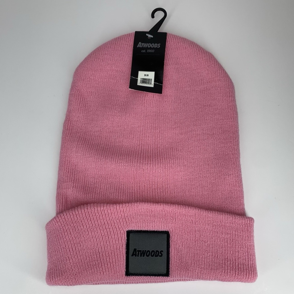 Atwoods Pink Beanie Women Acrylic Knit Cuffed Winter Hat Cap NWT New